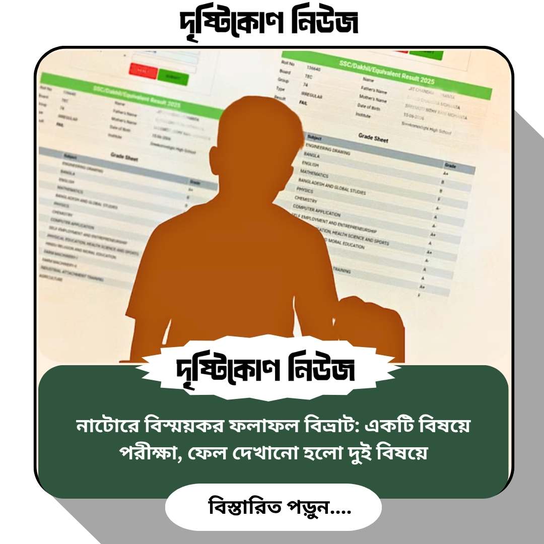 নাটোরে বিস্ময়কর ফলাফল বিভ্রাট: একটি বিষয়ে পরীক্ষা, ফেল দেখানো হলো দুই বিষয়ে image