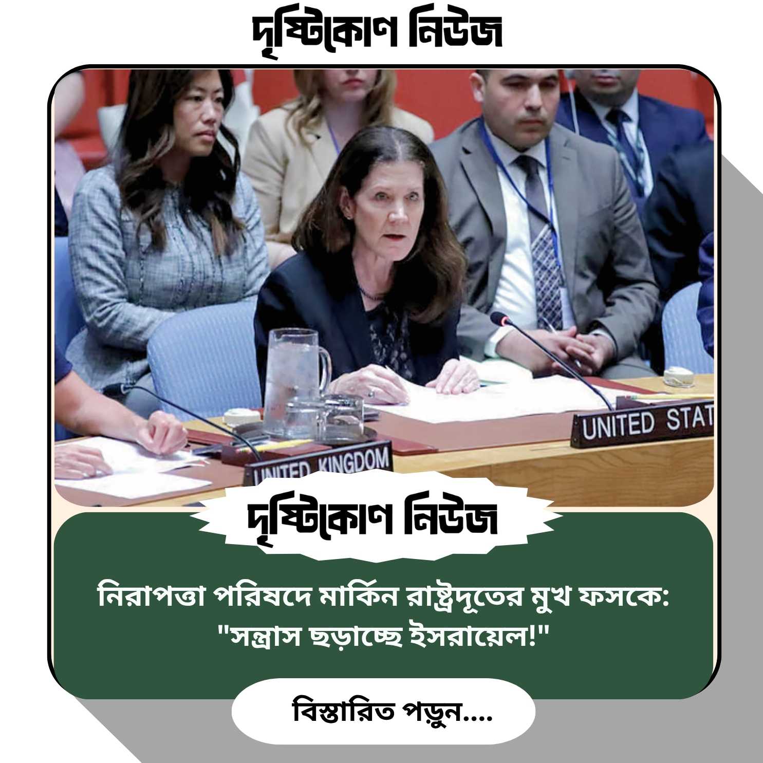 নিরাপত্তা পরিষদে মার্কিন রাষ্ট্রদূতের মুখ ফসকে: "সন্ত্রাস ছড়াচ্ছে ইসরায়েল!" img